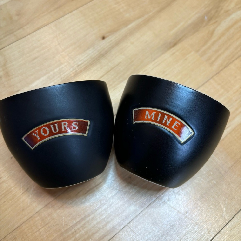BAILEY'S Irish Cream Yours & Mine Cups Matte Black Dessert Ceramic Barware Set